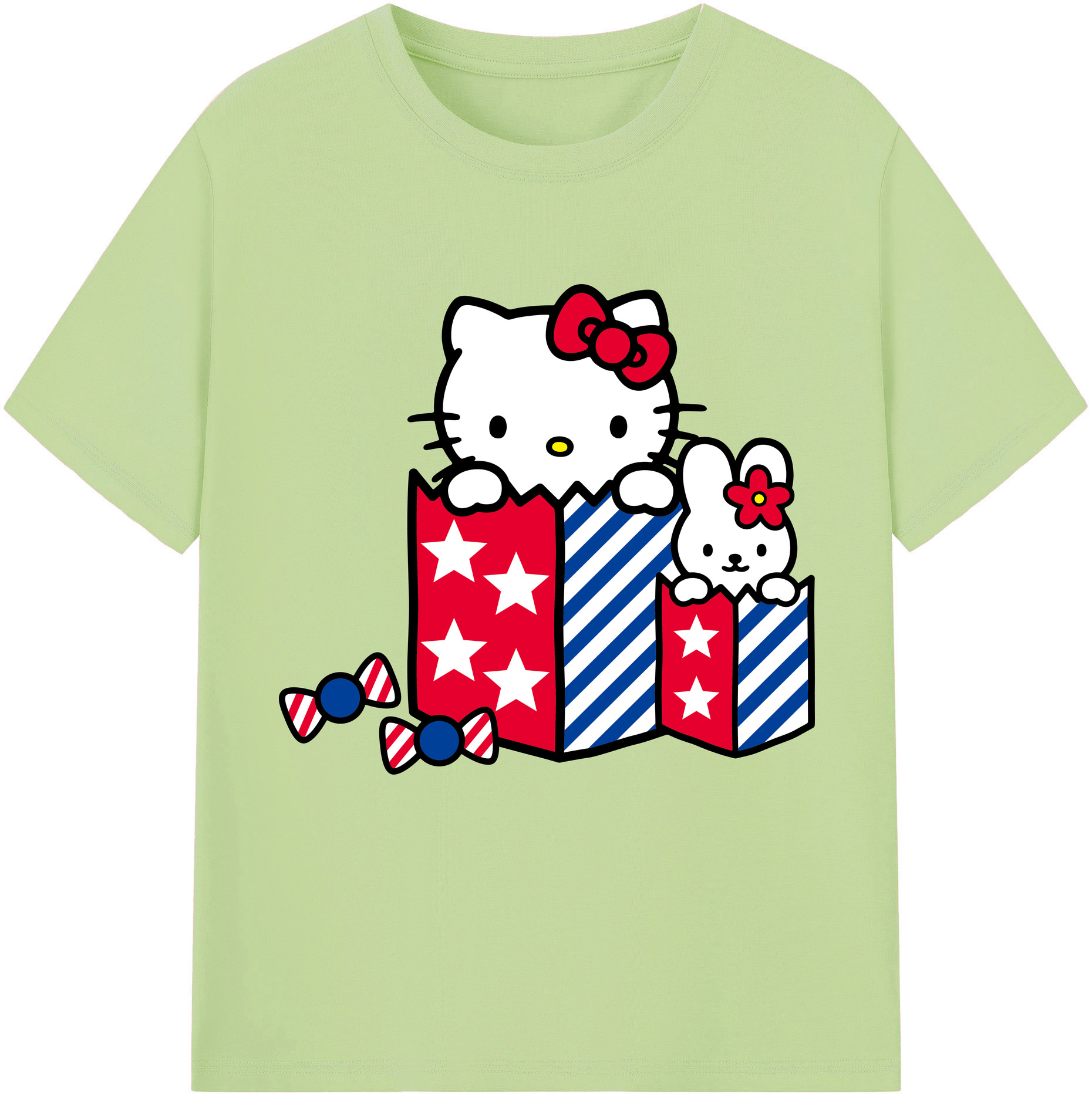 （画像用） Hello Kitty ハローキティ 綿100％半袖Tシャツ（フロントプリント）